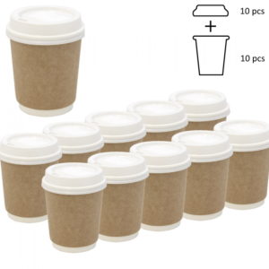 Komplet: kozarec 250 ml d=80 mm 2=slojni kraft s pokrovom, 10 kos