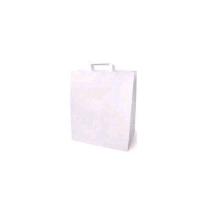 Papirnata nosilna vrečka z ravnim ročajem 320x200x370 mm, bela