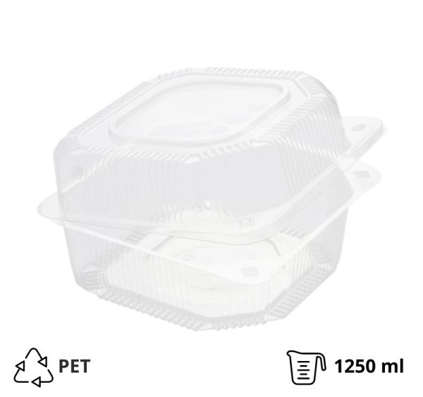 Posodica s pokrovom PET 125x125x80 mm [50 kos/pak]
