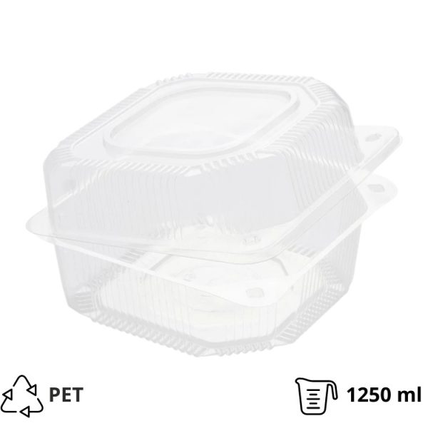 Posodica s pokrovom PET 125x125x80 mm [50 kos/pak]