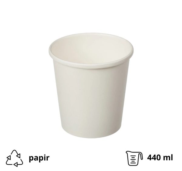 Papirnata posoda 440 ml d=98 mm, h=99 mm bela, brez pokrova 40 kos