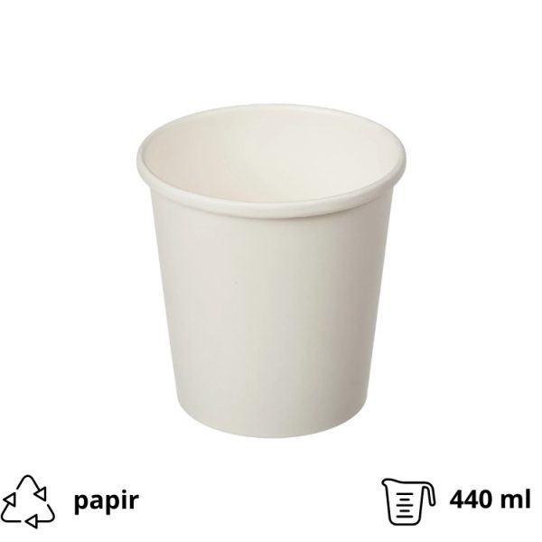Papirnata posoda 440 ml d=98 mm, h=99 mm bela, brez pokrova 40 kos