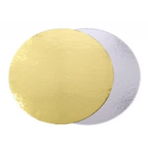 Podstavek okrogli za torto kartonasti d=260 mm zlat/srebrn (100 kos/pak)