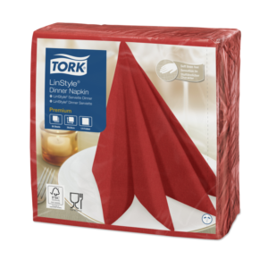 Prtički za večerjo Tork Premium Linstyle® 39×39 cm, 50 kos/pak, rdeče