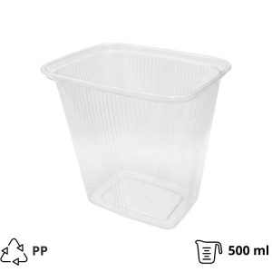 Posodica PP 500 ml 108x82x104 mm prozorna , brez pokrova [50 kos/pak]