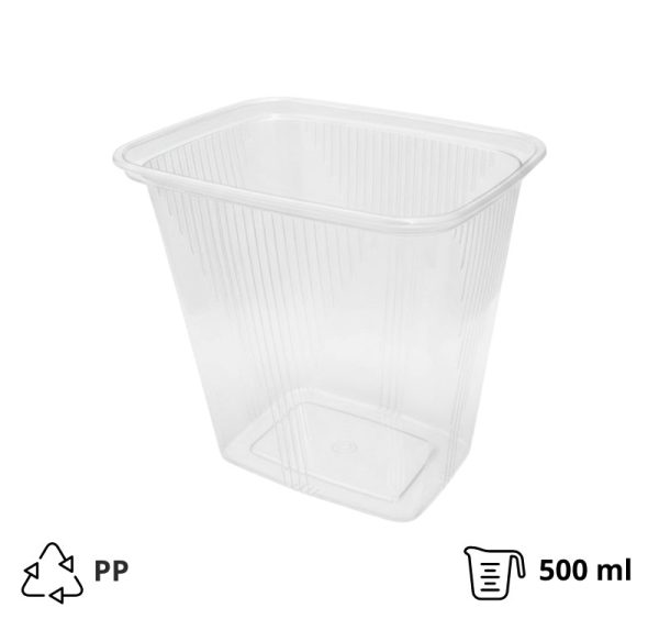 Posodica PP 500 ml 108x82x104 mm prozorna , brez pokrova [50 kos/pak]