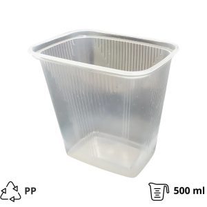 Posodica PP 500 ml 108x82x104 mm prozorna , brez pokrova [50 kos/pak]