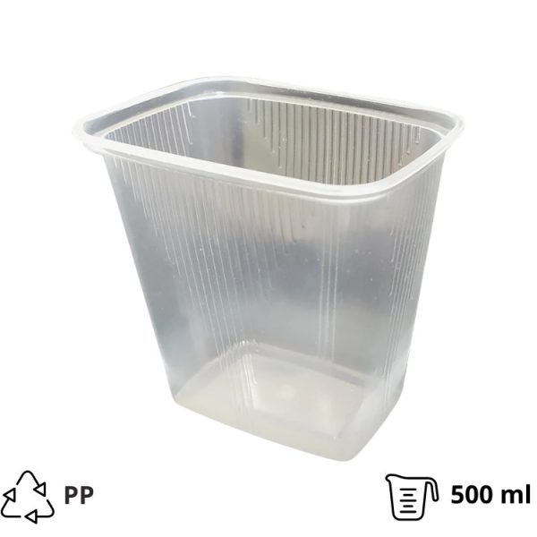 Posodica PP 500 ml 108x82x104 mm prozorna , brez pokrova [50 kos/pak]