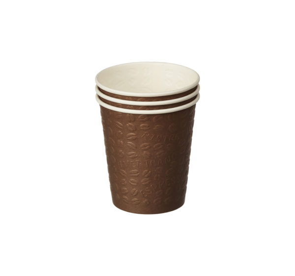 Papirnat kozarec 250 ml d=80 mm 1-slojni rjav Coffee Touch reliefno žigosanje (50 kos/pak)