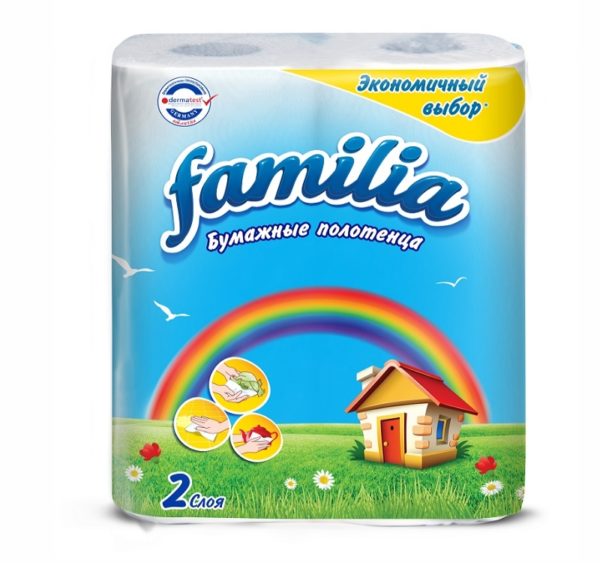 Papirnate brisače v roli 2sl 2/1 Familia Rainbow beli (50455)