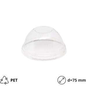 Pokrov za skodelice PET d=75 mm kupola brez luknje 50 kos