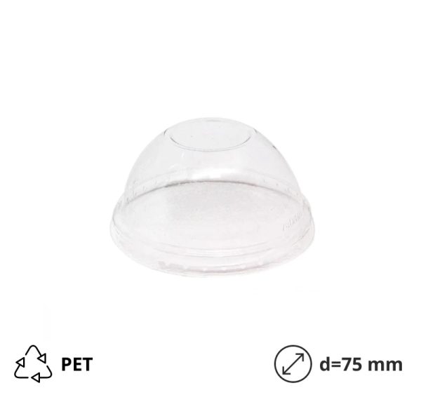 Pokrov za skodelice PET d=75 mm kupola brez luknje 50 kos