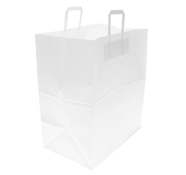 Papirnata nosilna vrečka z ravnim ročajem 320x200x370 mm, bela (24 kos/pak)
