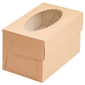 Škatla za muffine z oknom ECO MUF 2 100x160x100 mm kraft (50 kos/pak)