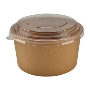 Papirnata posoda s pokrovom ECO RCONT “Pure Kraft” 1120 ml d=128 mm h=77 mm 40 kos