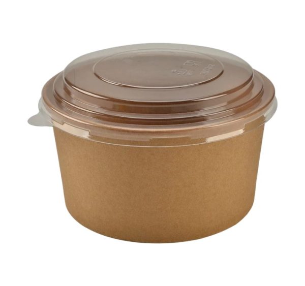 Papirnata posoda s pokrovom ECO RCONT “Pure Kraft” 1120 ml d=128 mm h=77 mm 40 kos