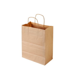 Papirnata nosilna vrečka s pletenim ročajem 320х200х370 mm kraft (50 kos/pak)