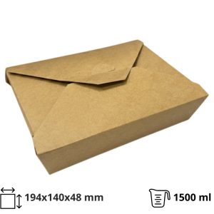 Papirnata posoda Menu Box 1500 ml 194x140x48 mm, kraft 50 kos