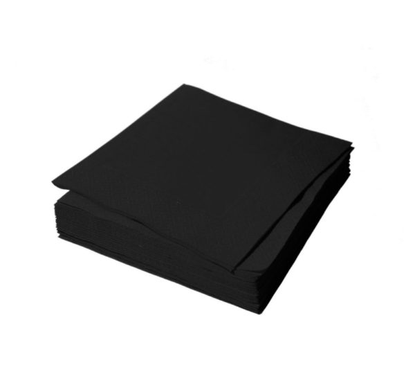 Papirnati prtički 2 sl 33×33 cm Wiloo črni 50 l/pak