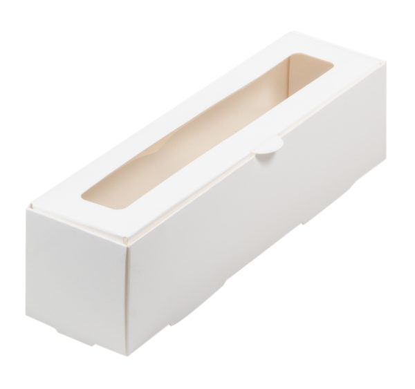 Papirnata posoda z oknom za sladice “Makaroni” 210x55x55 mm bela (50 kos/pak)