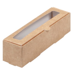 Papirnata posoda z oknom za sladice “Makaroni” 210x55x55 mm kraft (50 kos/pak)