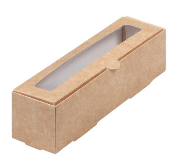 Papirnata posoda z oknom za sladice “Makaroni” 210x55x55 mm kraft (50 kos/pak)