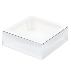 Škatla za marshmallow, desert in torto s poklopcem 200x200x70 mm srebro (50 kos/pak)
