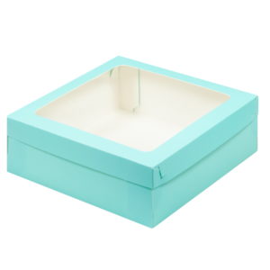 Škatla za marshmallow, desert in torto s poklopcem 200x200x70 mm Tiffany (50 kos/pak)