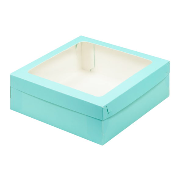 Škatla za marshmallow, desert in torto s poklopcem 200x200x70 mm Tiffany (50 kos/pak)