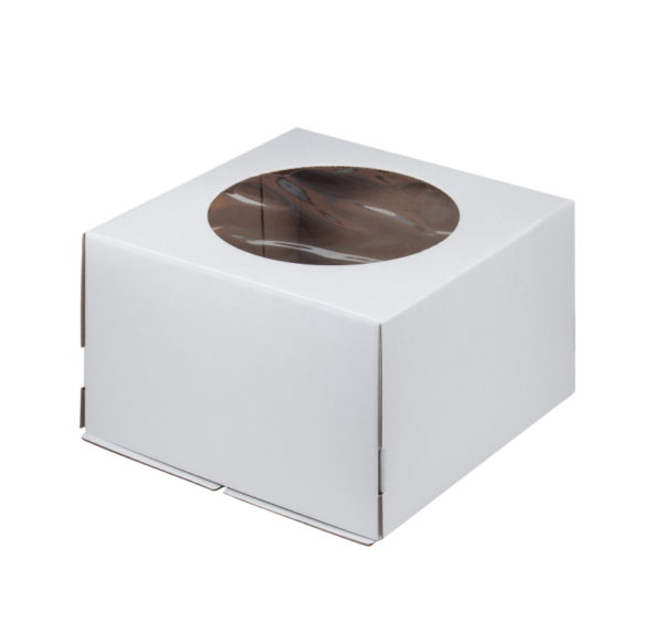 Škatla za torto z oknom 240x240x180 mm bela (50 kos/pak)