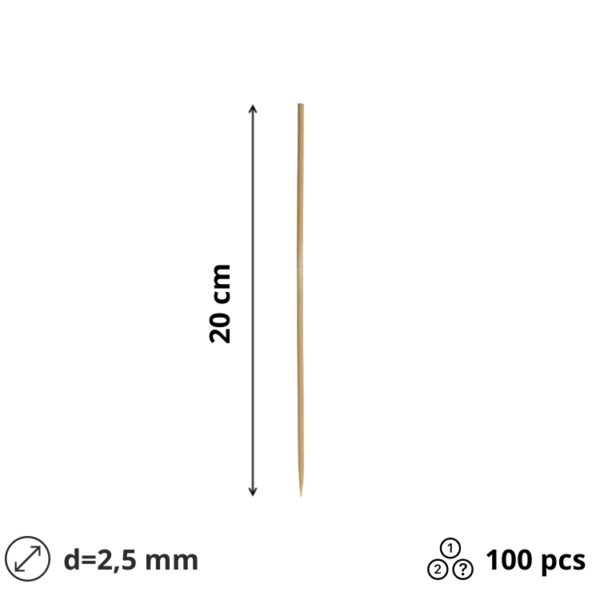 Palčke za ražnjič 20cm d=2,5mm 100 kos