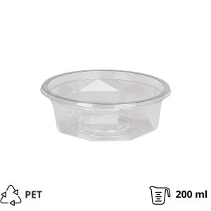 Posodica PET 200 ml d=116 mm h=38 mm prozorna, brez pokrova [100 kos/pak]