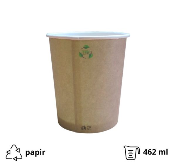 Papirnata posoda 462 ml d=93,5 mm kraft, brez pokrova 30 kos