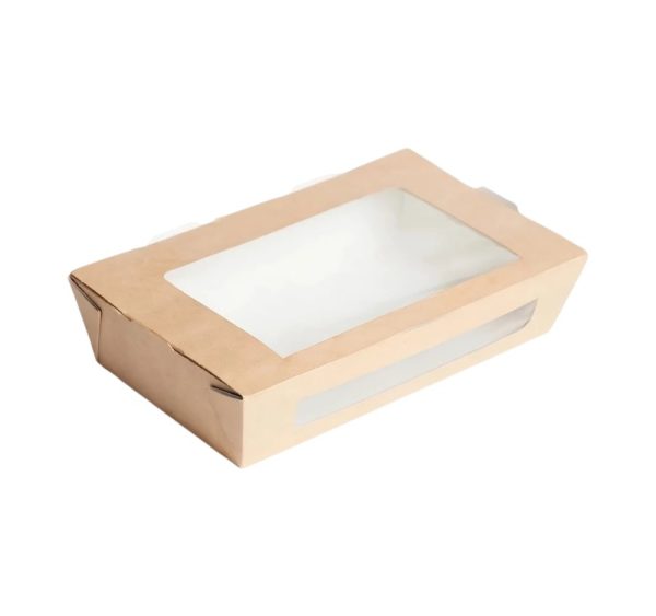 Papirnata posoda z oknom ECO SALAD 600 ml 150x115x50 mm kraft 25 kos
