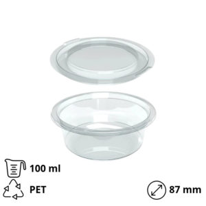 Posodica za omako s pokrovom PET 100 ml, 50 kos (komplet)