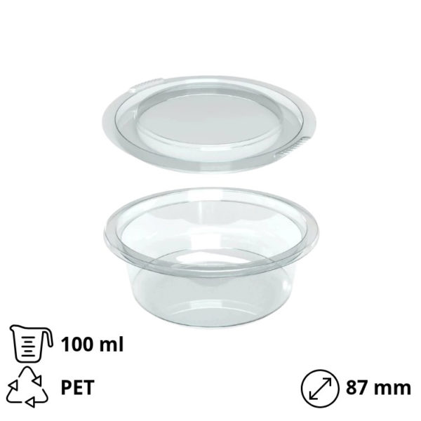 Posodica za omako s pokrovom PET 100 ml, 50 kos (komplet)