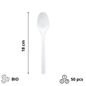 Žlička BIO ECO Spoon 180 mm bela 50 kos