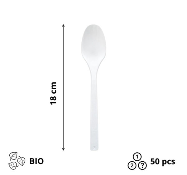 Žlička BIO ECO Spoon 180 mm bela 50 kos