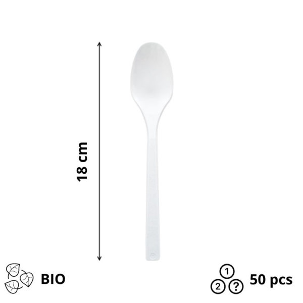 Žlička BIO ECO Spoon 180 mm bela 50 kos