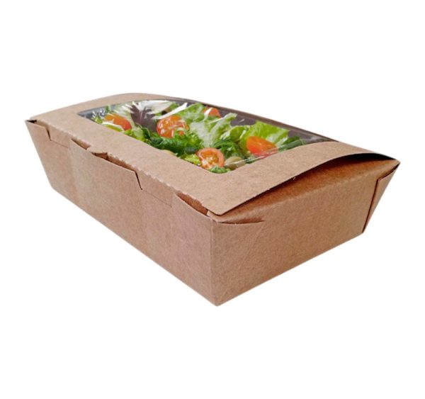 Papirnata posoda z oknom 2100 ml 190x140x65 mm kraft 50 kos