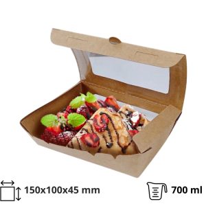 Papirnata posoda z oknom 700 ml 150x100x45 mm kraft 50 kos