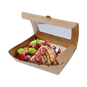 Papirnata posoda z oknom 700 ml 150x100x45 mm kraft 50 kos