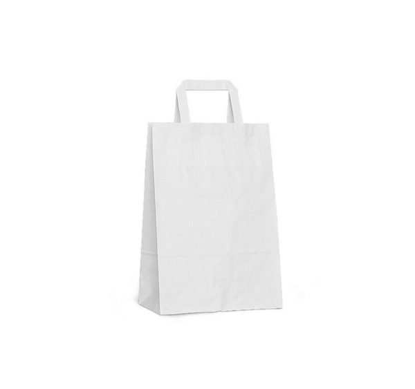 Papirnata nosilna vrečka z ravnim ročajem 320х160х350 mm bela (250 kos/pak)