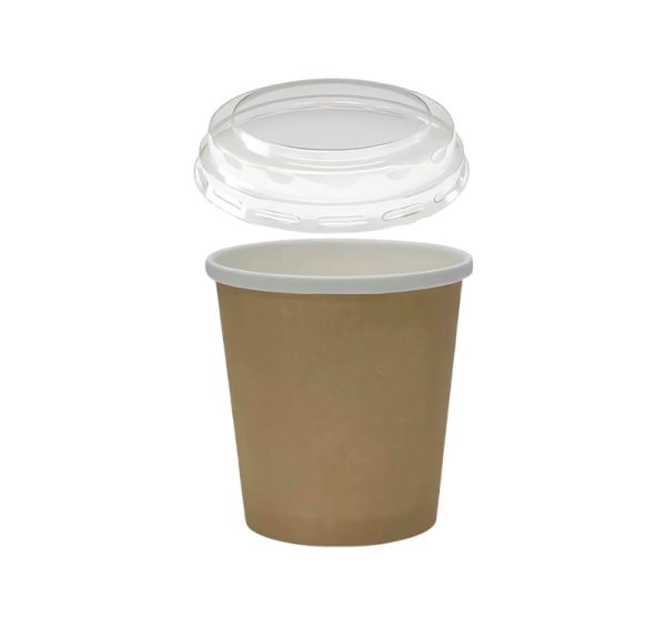 Papirnata posoda za juho s pokrovom 462 ml d=93,5 mm kraft 60 kos (komplet)