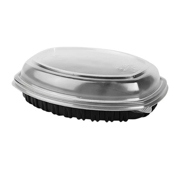 Posoda PP 1450 ml 257х202×37 mm črna, s pokrovom, 70 kos