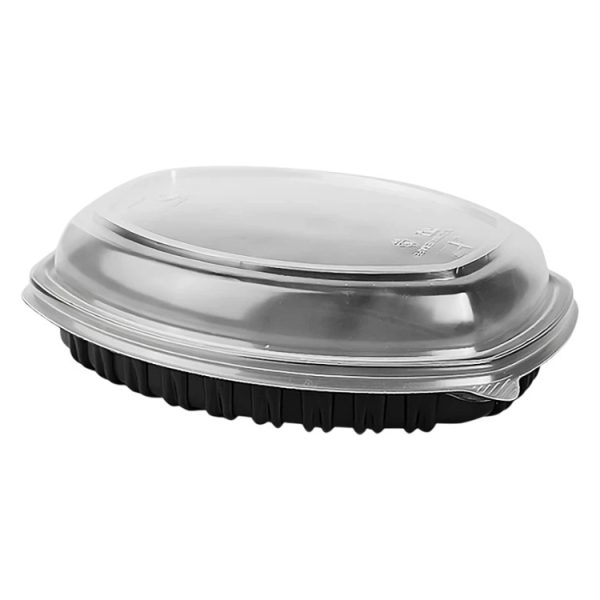 Posoda PP 1450 ml 257х202×37 mm črna, s pokrovom, 70 kos