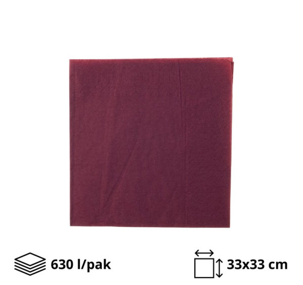 Papirnate serviete 2 sl 33×33 cm bordo 630 l/pak