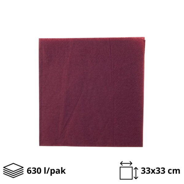 Papirnate serviete 2 sl 33×33 cm bordo 630 l/pak