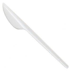 Plastični PS reusable nož 18 cm bel 50 kos/pak