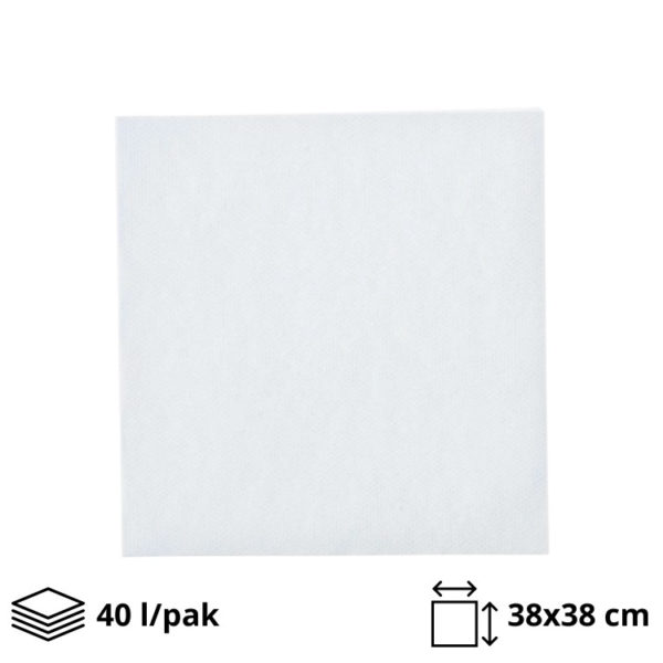 Papirnate serviete 2 sl 38×38 cm bele 40 l/pak